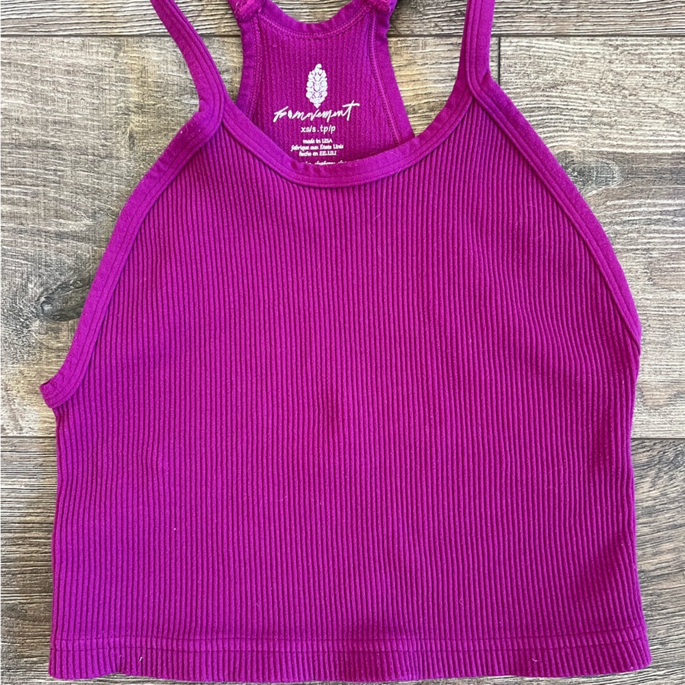 free people ribbed crop tank- violet, XS adult